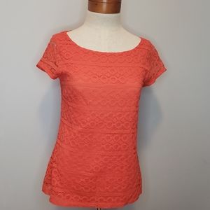 Banana Republic Top Orange Slice Lace Sz 2